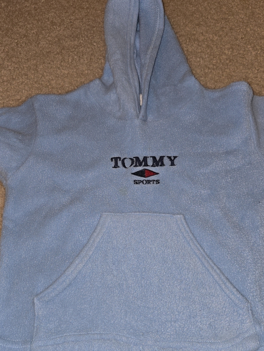 Tommy Hilfiger Light Blue Hooded Fleece Pullover with Logo